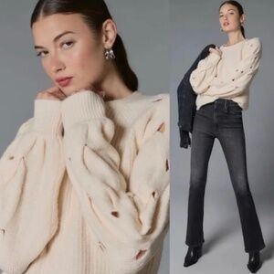 Anthropologie Caballero Cream open Weave Sweater Knit Pullover - NWT - Size S